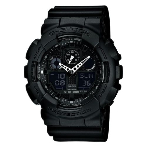 Ρολόι Casio G-Shock Quartz με Μαύρο Λουράκι από Καουτσούκ GA-100-1A1ER