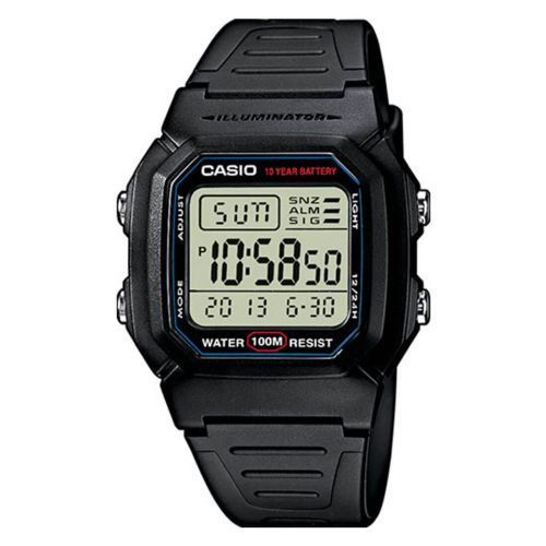 Ψηφιακό ρολόι Casio Collection Quartz με Μαύρο Λουράκι Ρητίνης W-800H-1AVES