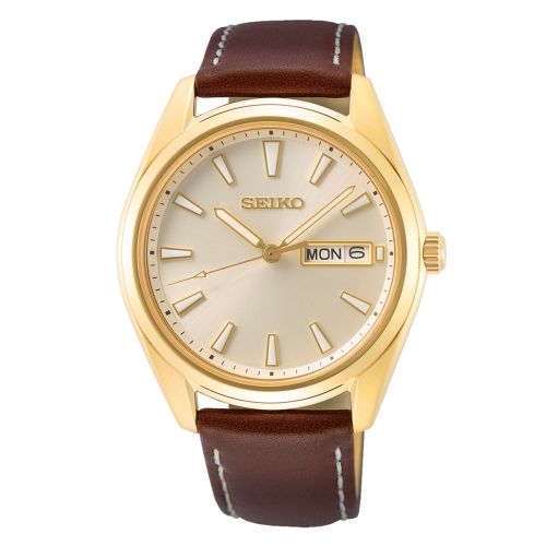 Αντρικό Ρολόι Seiko Essential Times με Δερμάτινο Λουράκι SUR450P1