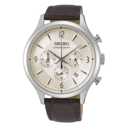 Αντρικό Ρολόι Seiko Conceptual Series Quartz με Καφέ Δερμάτινο Λουράκι SSB341P1