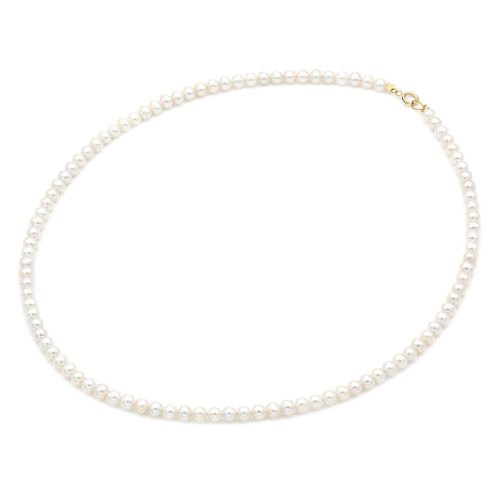 Κολιέ με Μαργαριτάρια Fresh Water Pearl 4,0-4,5mm και Κούμπωμα από Κίτρινο Χρυσό Κ14 040406