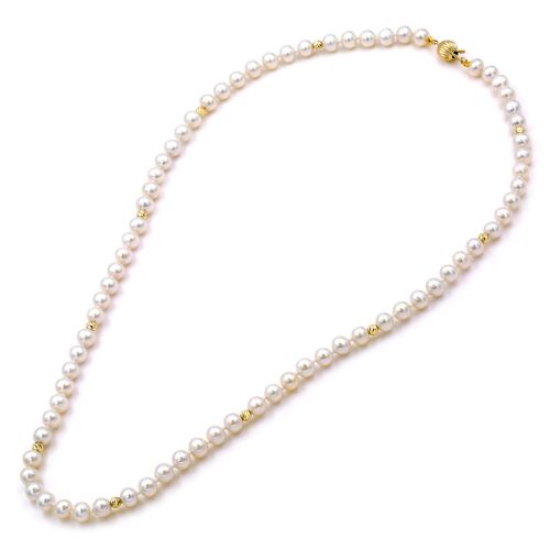 Κολιέ με Μαργαριτάρια Fresh Water Pearl 5,0-5,5mm και Κούμπωμα από Κίτρινο Χρυσό Κ14 040409