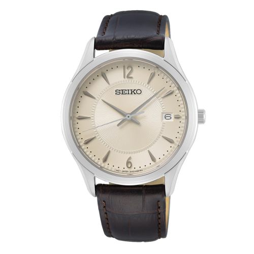 Ανδρικό Ρολόι Seiko Essential Times με Δερμάτινο Λουράκι SUR421P1