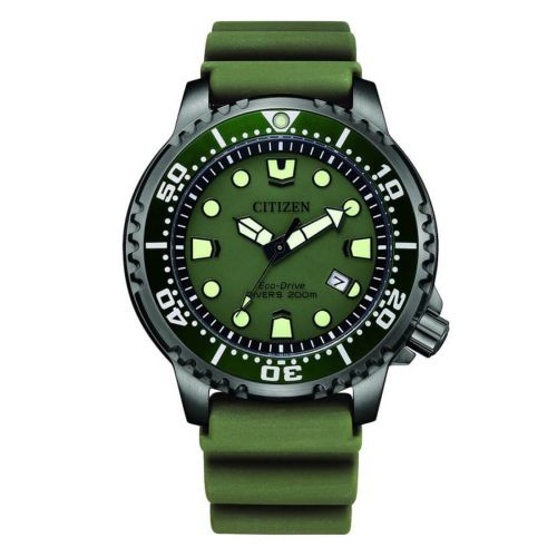 Ανδρικό Ρολόι CITIZEN Promaster Marine Eco Drive Green Rubber Strap BN0157-11X