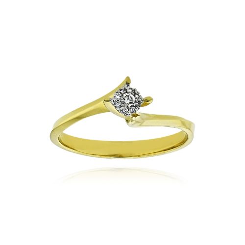 Μονόπετρο Δαχτυλίδι Ροζέτα Φλόγα από Κίτρινο Χρυσό Κ18 με Διαμάντια 041911
