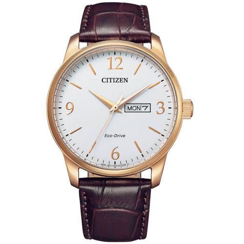 Ανδρικό Ρολόι Citizen Eco Drive με Καφέ Δερμάτινο Λουράκι BM8553-16AE