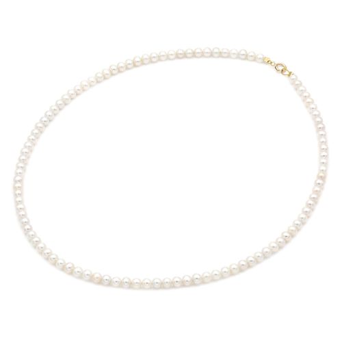 Κολιέ με Μαργαριτάρια Fresh Water Pearl 4,0-4,5mm και Κούμπωμα από Κίτρινο Χρυσό Κ14 042780