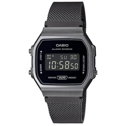 Ρολόι Casio Vintage Black με Μπρασελέ απο Ανοξείδωτο Ατσάλι A168WEMB-1BEF