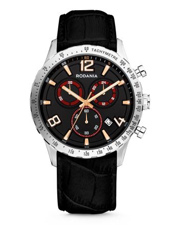 RODANIA Energy Urban Chronograph Black Leather Strap 2608625