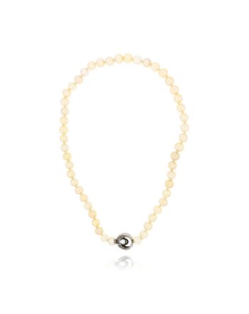 Κολιέ με Μαργαριτάρια Fresh Water Pearl 8-8,5 mm και Κούμπωμα από Λευκό Χρυσό Κ14 με Πέτρες Ζιργκόν 030026