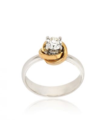 Μονόπετρο Δαχτυλίδι Λευκό Ροζ Χρυσό Κ18 με Διαμάντι Μπριγιάν 032523