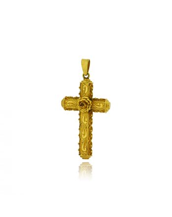 Vintage Σταυρός από Κίτρινο Χρυσό 18 Καρατίων 037126