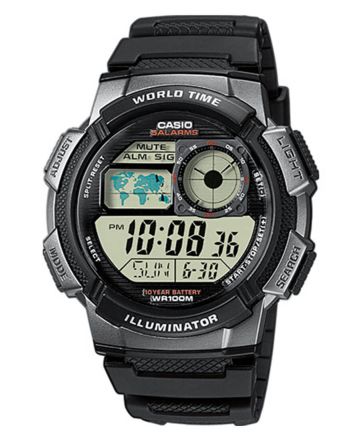 Ψηφιακό Ρολόι Casio Standard Quartz με Μαύρο Λουράκι Ρητίνης AE-1000W-1BVEF