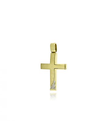 Σταυρός Βάπτισης Val΄Oro για Κορίτσι από Κίτρινο Χρυσό Κ14 και Πέτρες Ζιργκόν 039761