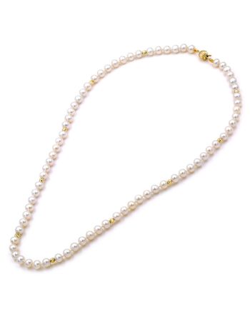 Κολιέ με Μαργαριτάρια Fresh Water Pearl 5,0-5,5mm και Κούμπωμα από Κίτρινο Χρυσό Κ14 040409