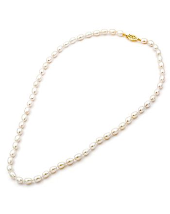 Κολιέ με Μαργαριτάρια Fresh Water Pearl 5,0X7,0mm και Κούμπωμα από Κίτρινο Χρυσό Κ14 040413