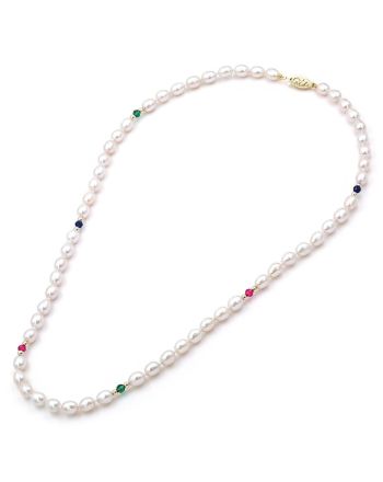 Κολιέ με Μαργαριτάρια Fresh Water Pearl 5,0X7,0mm και Κούμπωμα από Κίτρινο Χρυσό Κ14 040414