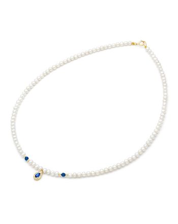 Κολιέ με Μαργαριτάρια Fresh Water Pearl 3,5-4,0mm και Κούμπωμα από Κίτρινο Χρυσό Κ14 040415