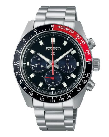 Αντρικό Ρολόι Seiko Prospex Speedtimer "Go Large" Ηλιακό με Μπρασελέ από Ανοξείδωτο Ατσάλι με Χρονογράφο SSC915P1