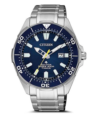 Ανδρικό Ρολόι Citizen Promaster Eco Drive Titanium Diver΄s με Μπρασελέ από Ανοξείδωτο Ατσάλι BN0201-88L