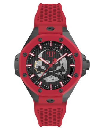 Ρολόι Philipp Plein Automatic Skeleton Royal Red με Λουράκι Σιλικόνης PWPFA0524