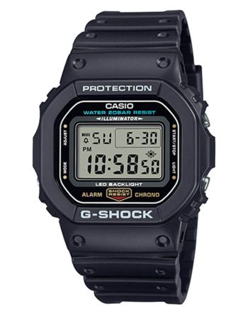 Ψηφιακό Ρολόι Casio G-Shock Super Illuminator με Μαύρο Λουράκι από Καουτσούκ DW-5600UE-1ER